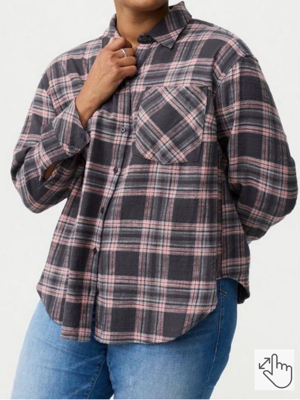 NWT Torrid cotton oversized plaid flannel shirt, Torrid size 2, 2X